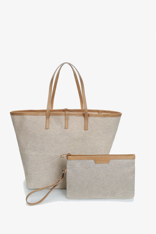 Leather Trim Tote  |  Natural