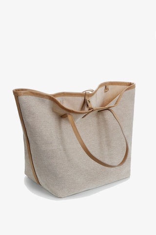 Leather Trim Tote  |  Natural