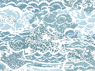 Malibu blue and white wave print