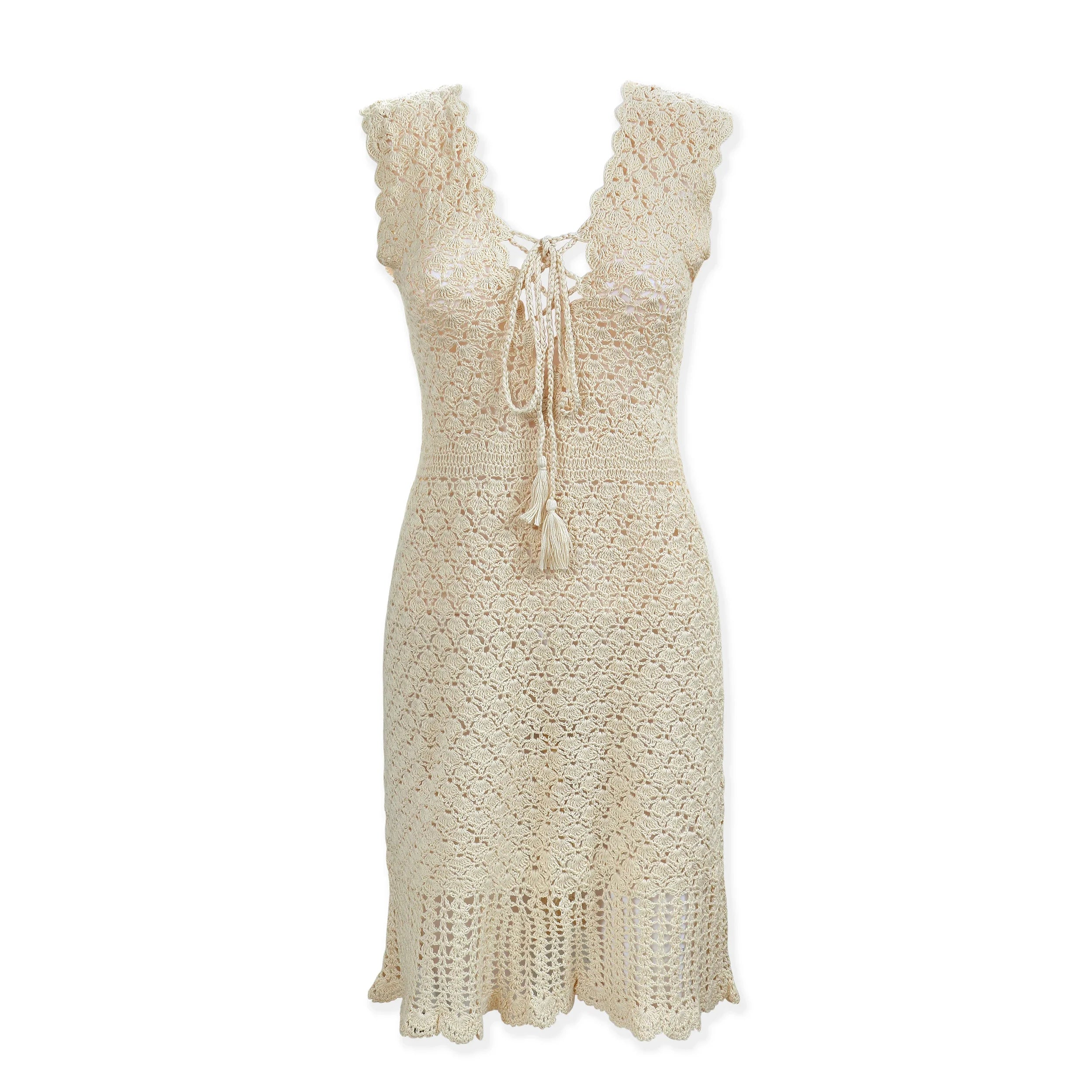 Helen Jon Valentina Crochet Dress in Neutral Helen Jon Valentina Crochet Dress in Neutral