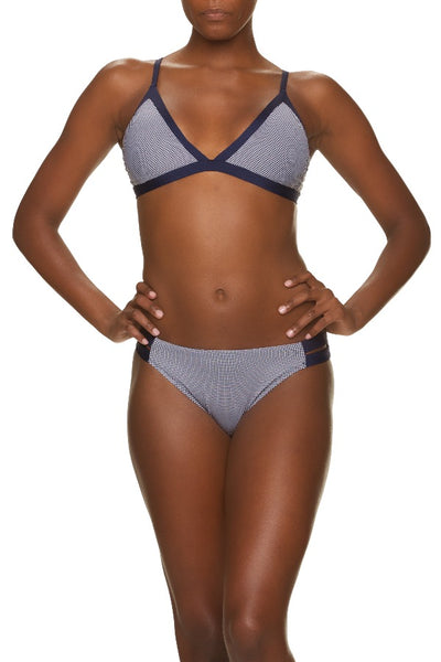 DRAPER JAMES X HELEN JON BANDED BRALETTE-NAVY GINGHAM