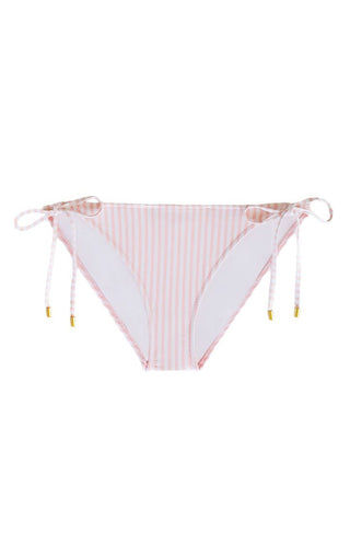 STRING BIKINI BOTTOM-PINK AND WHITE STRIPE
