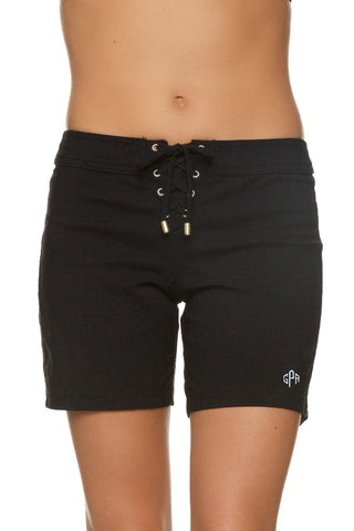 7" LACE-UP BOARD SHORT - BLACK - monogram