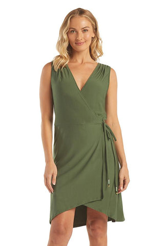 PALOMA WRAP DRESS-FATIGUE SOLID