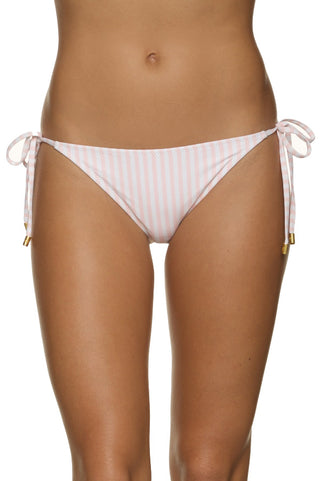 STRING BIKINI BOTTOM-PINK AND WHITE STRIPE