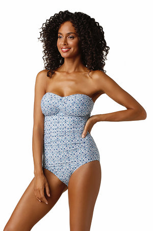 TWIST BANDEAU ONE-PIECE-HERITAGE TILE