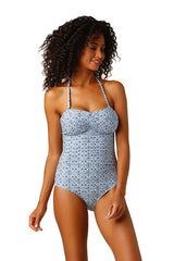 TWIST BANDEAU ONE-PIECE-HERITAGE TILE