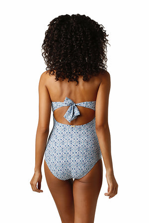 TWIST BANDEAU ONE-PIECE-HERITAGE TILE